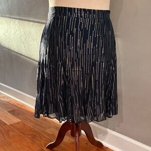 NWT White House Black Market Navy and Gold A-Line Skirt